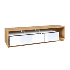 Parete attrezzata 200x196h cm soggiorno bianco lucido rovere Favorita