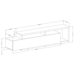 Parete attrezzata 219x205h cm soggiorno nero opaco Megan Gihome®