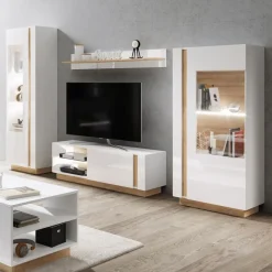 Parete attrezzata 270x194h cm soggiorno bianco opaco e lucido Noa Gihome®