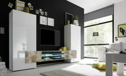 Parete attrezzata 258x143h cm soggiorno bianco lucido pero Starck