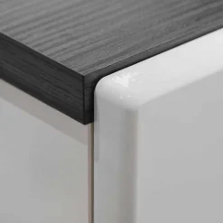 Parete attrezzata 310x190h cm soggiorno bianco lucido pino nero York Gihome®