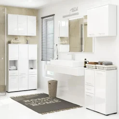 Pensile bagno sospeso 60x60h cm 2 ante bianco lucido Woters