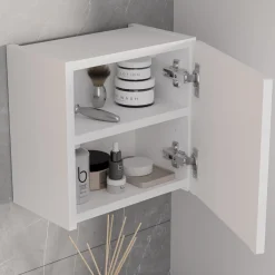 Pensile cubo bagno sospeso 30x30h cm cannettato 1 anta bianco Cleany