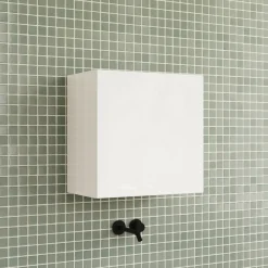 Pensile cubo sospeso bagno 55x50h cm 1 anta reversibile bianco lucido Sunset