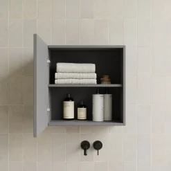 Pensile cubo sospeso bagno 55x50h cm 1 anta reversibile grigio scuro Sunset