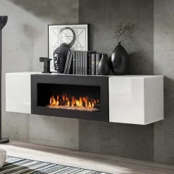 Pensile sospeso con biocamino 160x40h cm  bianco Ignis Gihome®