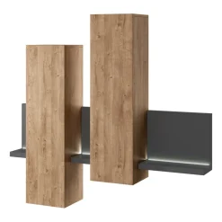 Pensile 152x142h cm per parete attrezzata con mensola rovere antracite Megan Gihome®