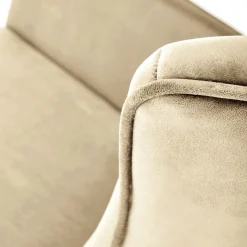 Poltrona a dondolo relax imbottita in velluto beige Nanna