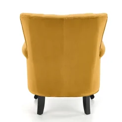 Poltrona classica relax imbottita in velluto senape Mazia