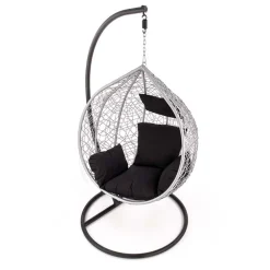 Poltrona da giardino a dondolo sospesa rattan grigio Seychelles