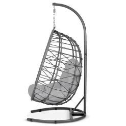 Poltrona da giardino a dondolo sospesa con cuscini grigio Breeze