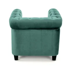 Poltrona da sala imbottita in velluto verde scuro nero Spina