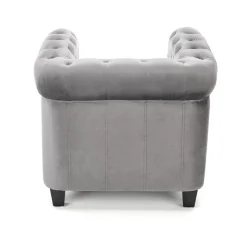 Poltrona da sala imbottita in velluto grigio nero Spina