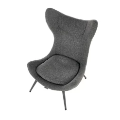 Poltrona da salotto imbottita in tessuto antracite nero Canova