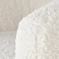 Poltrona design a pozzetto tessuto bouclè bianco crema legno Alaska