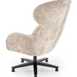 Poltrona design girevole imbottita in tessuto beige Mappy