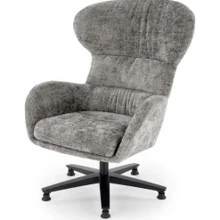 Poltrona design girevole imbottita in tessuto grigio  Mappy