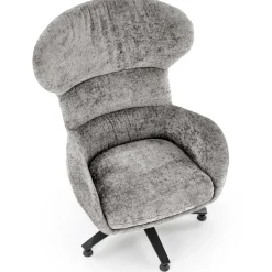 Poltrona design girevole imbottita in tessuto grigio  Mappy