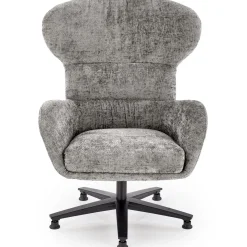 Poltrona design girevole imbottita in tessuto grigio  Mappy