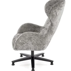 Poltrona design girevole imbottita in tessuto grigio  Mappy