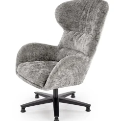 Poltrona design girevole imbottita in tessuto grigio  Mappy