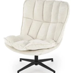 Poltrona design girevole imbottita in tessuto panna nero Montana