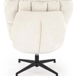 Poltrona design girevole imbottita in tessuto panna nero Montana