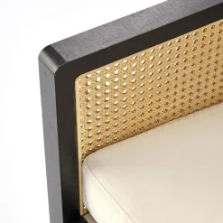 Poltrona design soggiorno in rattan naturale beige nero Niceto