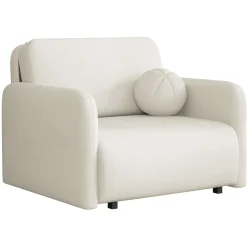 Poltrona divano letto 100x103 cm con contenitore e cuscino tessuto velo panna Reposa