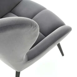Poltrona imbottita in tessuto velluto grigio nero Polly