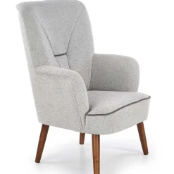 Poltrona imbottita in tessuto gambe in noce grigio Romina