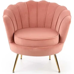Poltrona imbottita moderna in velluto rosa antico oro Gabriella