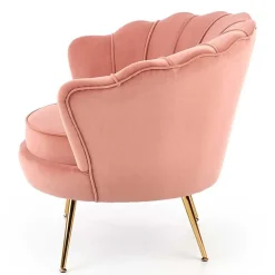 Poltrona imbottita moderna in velluto rosa antico oro Gabriella
