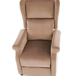 Poltrona reclinabile imbottita in velluto beige Cassiopea