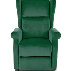 Poltrona reclinabile imbottita in velluto verde Cassiopea