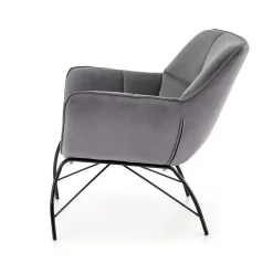 Poltrona relax da sala in velluto grigio nero Indiana