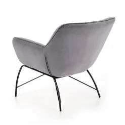 Poltrona relax da sala in velluto grigio nero Indiana
