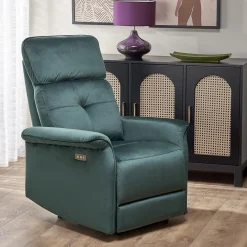 Poltrona relax reclinabile elettrica in velluto verde Fatia
