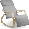 Poltrona sedia a dondolo imbottita relax tessuto grigio legno Slow