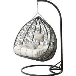 Poltrona sospesa 2 posti da giardino 120x200h cm grigio con cuscini Ibisco