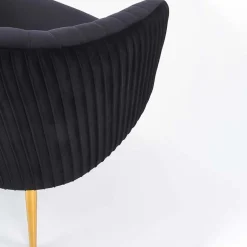 Poltroncina design in velluto nero con gambe oro Romance