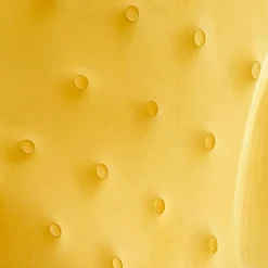 Poltroncina imbottita in velluto giallo legno naturale Seven