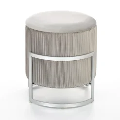 Pouf da salotto contenitore in velluto grigio chiaro Franklin