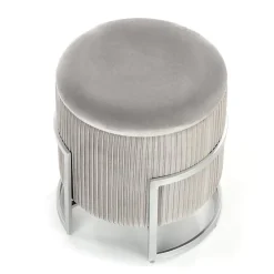 Pouf da salotto contenitore in velluto grigio chiaro Franklin