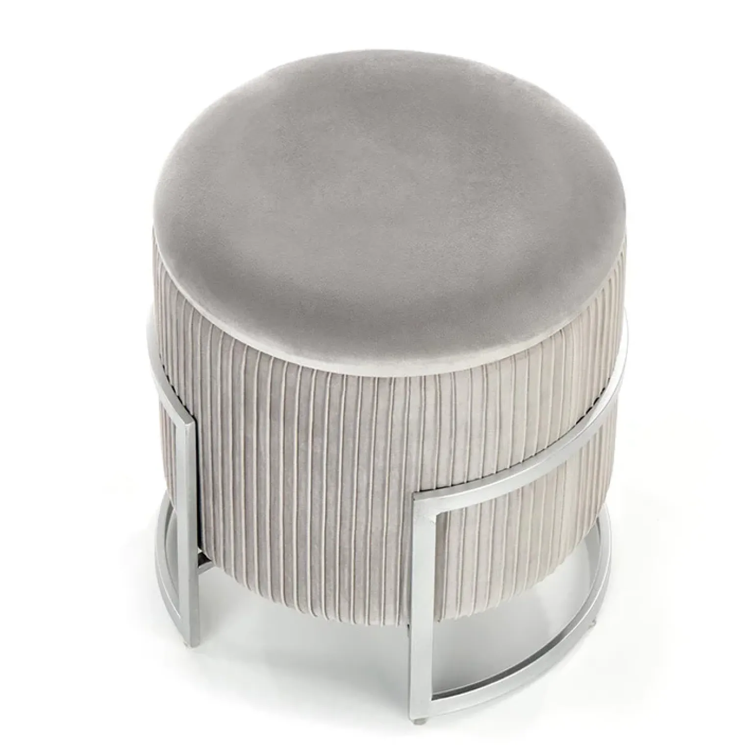 Pouf da salotto contenitore in velluto grigio chiaro Franklin