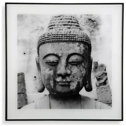 Quadro da parete design con stampa Buddha 50x50cm bianco nero Roia