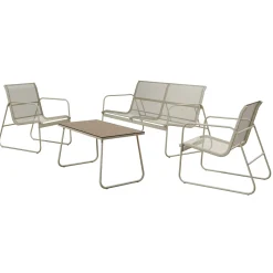 Salotto da giardino 4 posti con tavolino moderno beige Zeno