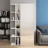 Scarpiera con libreria 88x160h cm 1 anta con specchio bianco Vanda