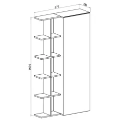 Scarpiera con libreria 88x160h cm 1 anta con specchio bianco Vanda