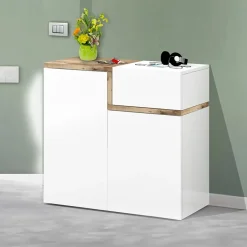 Scarpiera ingresso 80x80h cm 2 ante bianco lucido acero Lucidardo